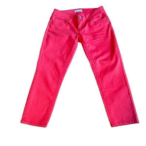 𝅺Seven7 Distressed Cropped‎ Jeans, Coral Color, Size 4